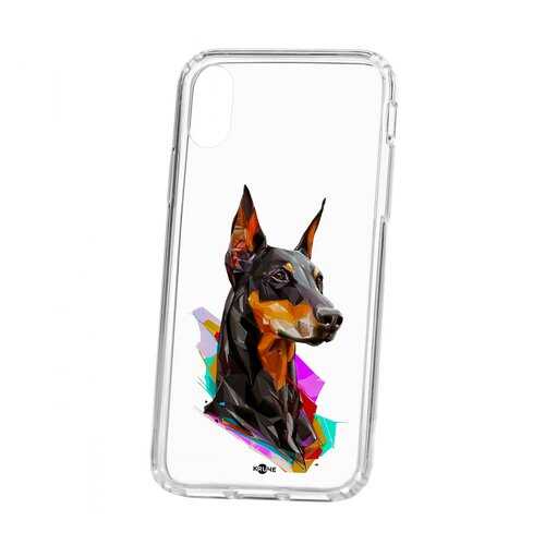 Чехол Apple iPhone X Kruche Print Доберман в Теле2