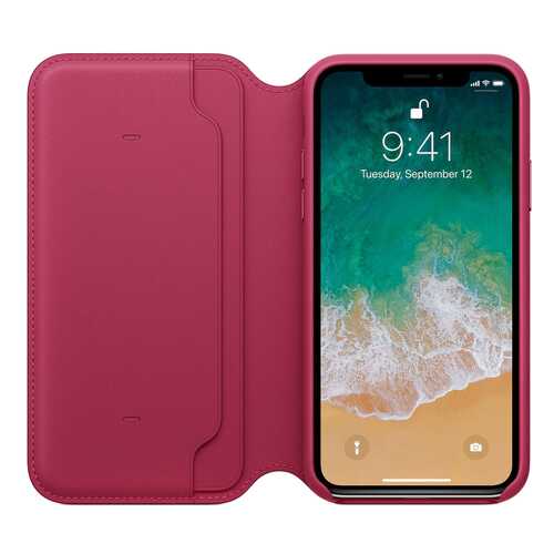 Чехол Apple Leather Folio для Apple iPhone X Лесная ягода в Теле2