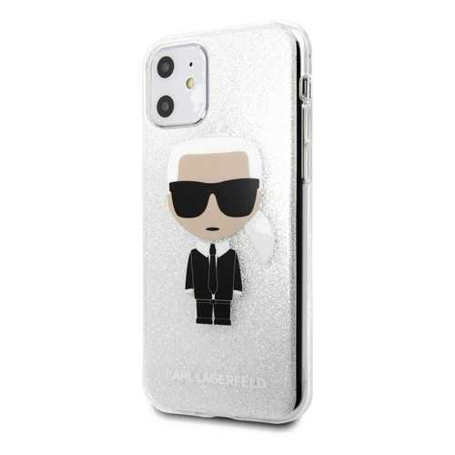 Чехол Karl Lagerfeld TPU Collection Iconik для iPhone 11 (Glitter Silver) в Теле2