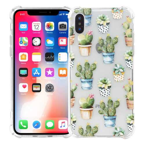 Чехол KAWAI для iPhone X/XS Кактусы в горшках в Теле2