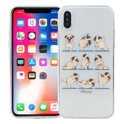 Чехол KAWAI для iPhone X/XS Мопсы йоги в Теле2