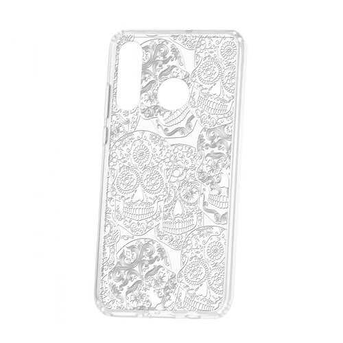 Чехол Kruche Huawei P30 Lite Print Skull White в Теле2