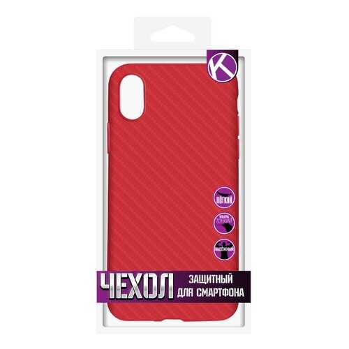 Чехол Krutoff Silicone carbon для iPhone X/XS Red в Теле2