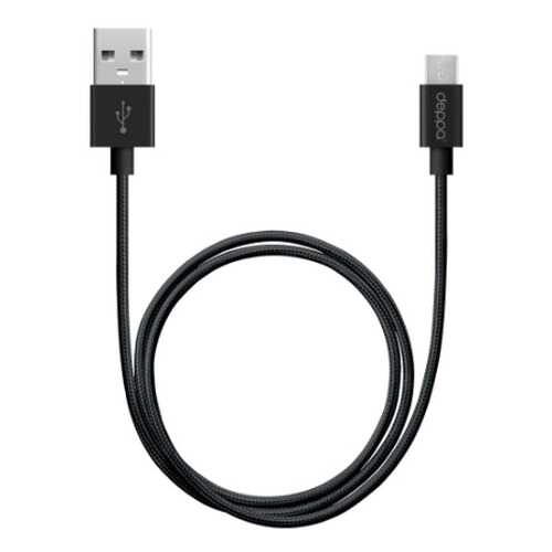 Дата-кабель USB - micro USB, алюминий/нейлон, 1,2м, черный, Deppa в Теле2