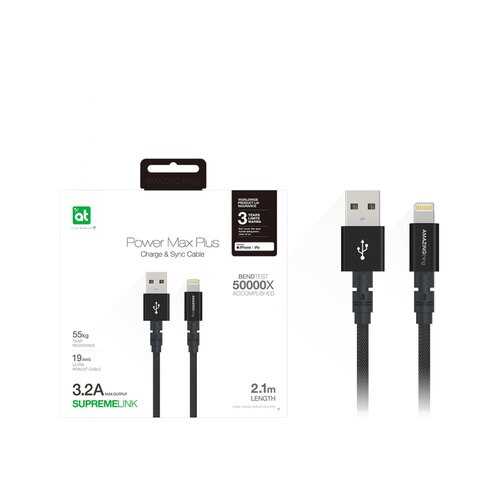 Кабель Amazingthing SupremeLink MFi Power Max Plus USB-iP Black 2.1m 3.2A в Теле2