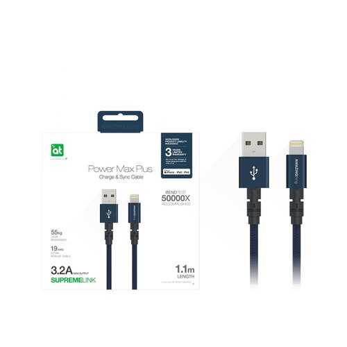 Кабель Amazingthing SupremeLink MFi Power Max Plus USB-iP Dark Blue 1.1m 3.2A в Теле2