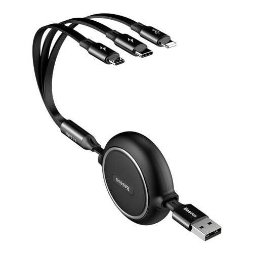 Кабель Baseus Multi USB-iP+Micro+Type-C Golden Loop Black 1.2m в Теле2