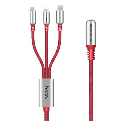 Кабель Hoco U17 Lightning/microUSB/Type-C Red в Теле2