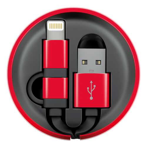 Кабель InterStep Lightning+MicroUSB 0,9м Black/Red в Теле2