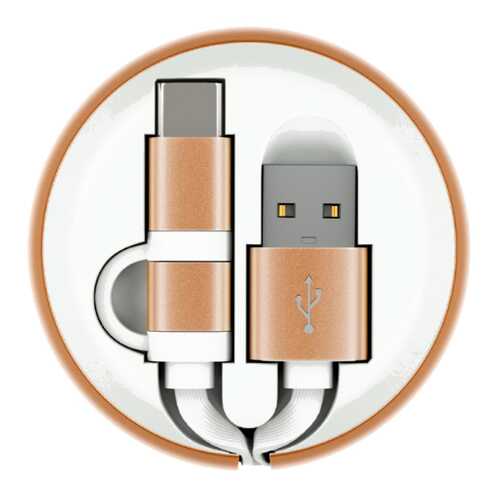 Кабель InterStep MicroUSB+TypeC USB 0,9м White/Gold в Теле2