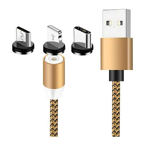 Кабель магнитный Zibelino с подсветкой USB-USB Type-C/Lightning/microUSB (3в1) 1м (Gold) в Теле2