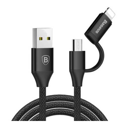 Кабель Micro Baseus Yiven 2-1 Cable 1m Black в Теле2