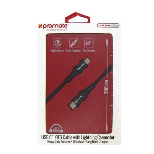 Кабель Promate USB Type-C to Lightning Promate uniLink-LTC2 (2m) black в Теле2