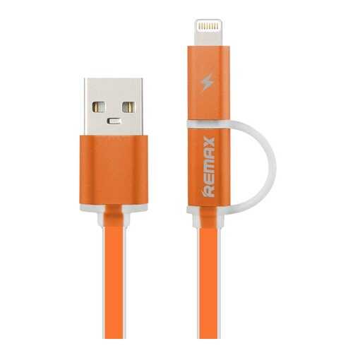 Кабель REMAX Aurora 2 в 1 (micro USB + iPhone Lightning) 1m, Orange в Теле2