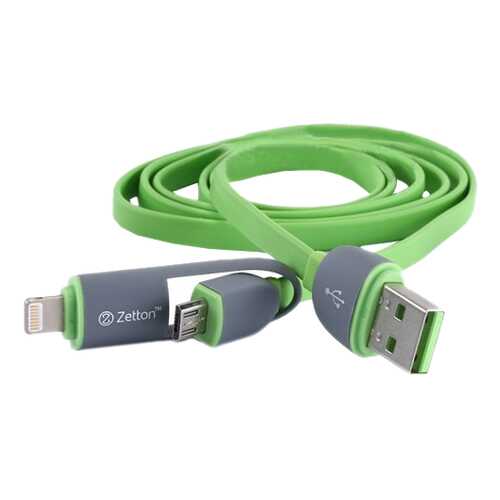 Кабель Zetton Lightning 1м Green (ZTLSUSB2IN1BG) в Теле2