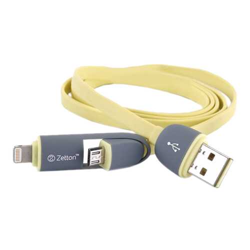 Кабель Zetton Lightning 1м Yellow (ZTLSUSB2IN1BY) в Теле2