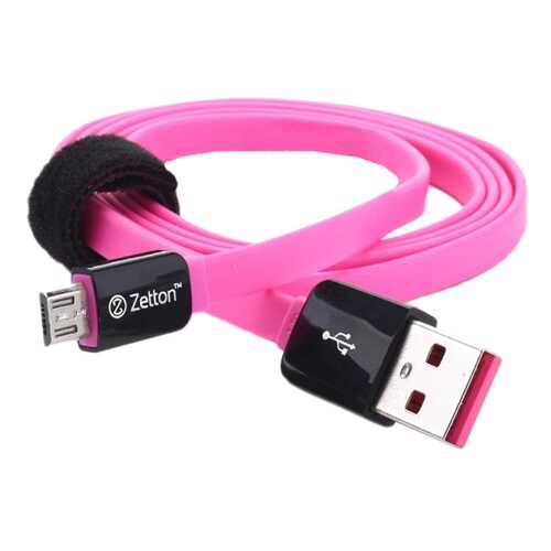 Кабель Zetton microUSB 1м Pink/Black (ZTLSUSBFCMCBP) в Теле2