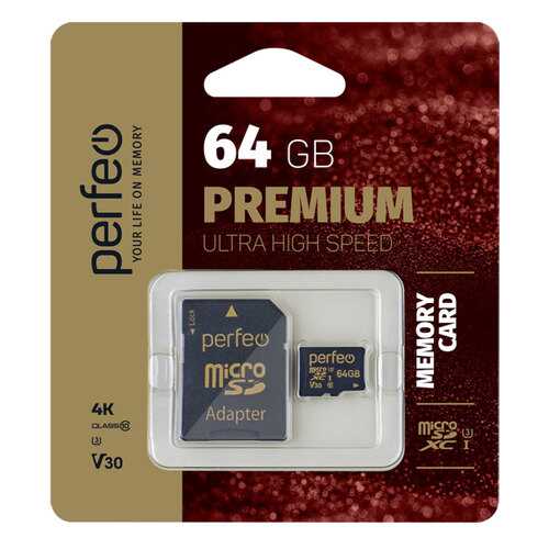 Карта памяти Perfeo High-Capacity microSDXC (Class 10) UHS-1 V30 64GB в Теле2