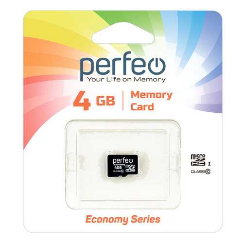 Карта памяти Perfeo microSD 4GB High-Capacity (Class 10) без адаптера economy series в Теле2