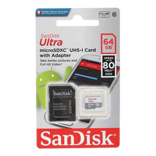 Карта памяти Sandisk Micro SDXC SDSQUNS-064G-GN3MA 64GB в Теле2