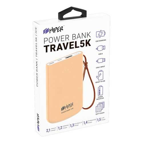 Внешний аккумулятор HIPER TRAVEL 5K Peach, 5000 mAh, розовый в Теле2