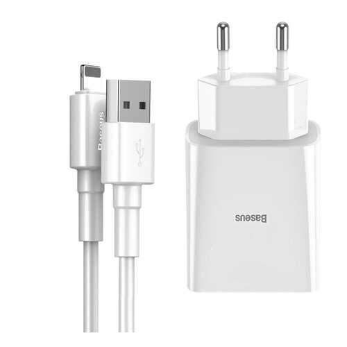 Сетевое зарядное устройство Baseus Speed Mini 2USB 2.4A+кабель USB-iP 1m White в Теле2