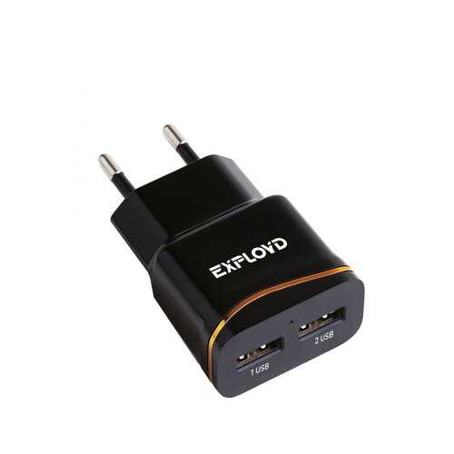 Сетевое зарядное устройство Exployd Classic 2USB 2.4A Black в Теле2