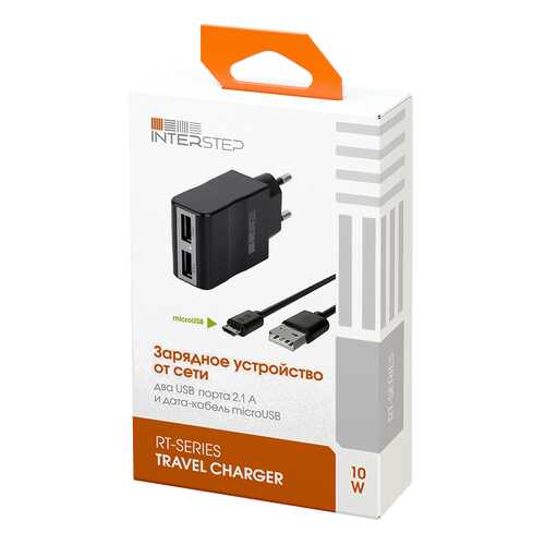 Сетевое зарядное устройство InterStep RT 2 USB 2,1A Black в Теле2