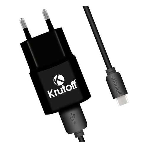 Сетевое зарядное устройство Krutoff CH-01C 1xUSB, 1A + кабель USB Type-C (black) в Теле2