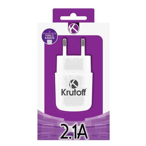 Сетевое зарядное устройство Krutoff CH-17 1 USB 2,1A White в Теле2